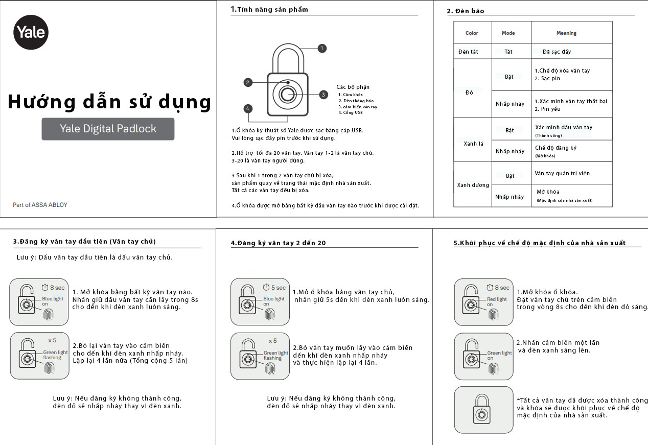 Hướng dẫn sử dụng khóa digital padlock