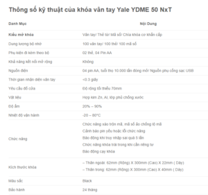 Khóa vân tay Yale YDME 50 NxT