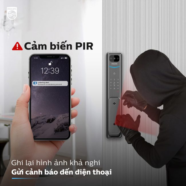 cam bien PIR tren khoa philips alpha vp 5hws