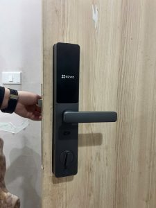 Khóa EZVIZ DL05 khi lắp lên cửa