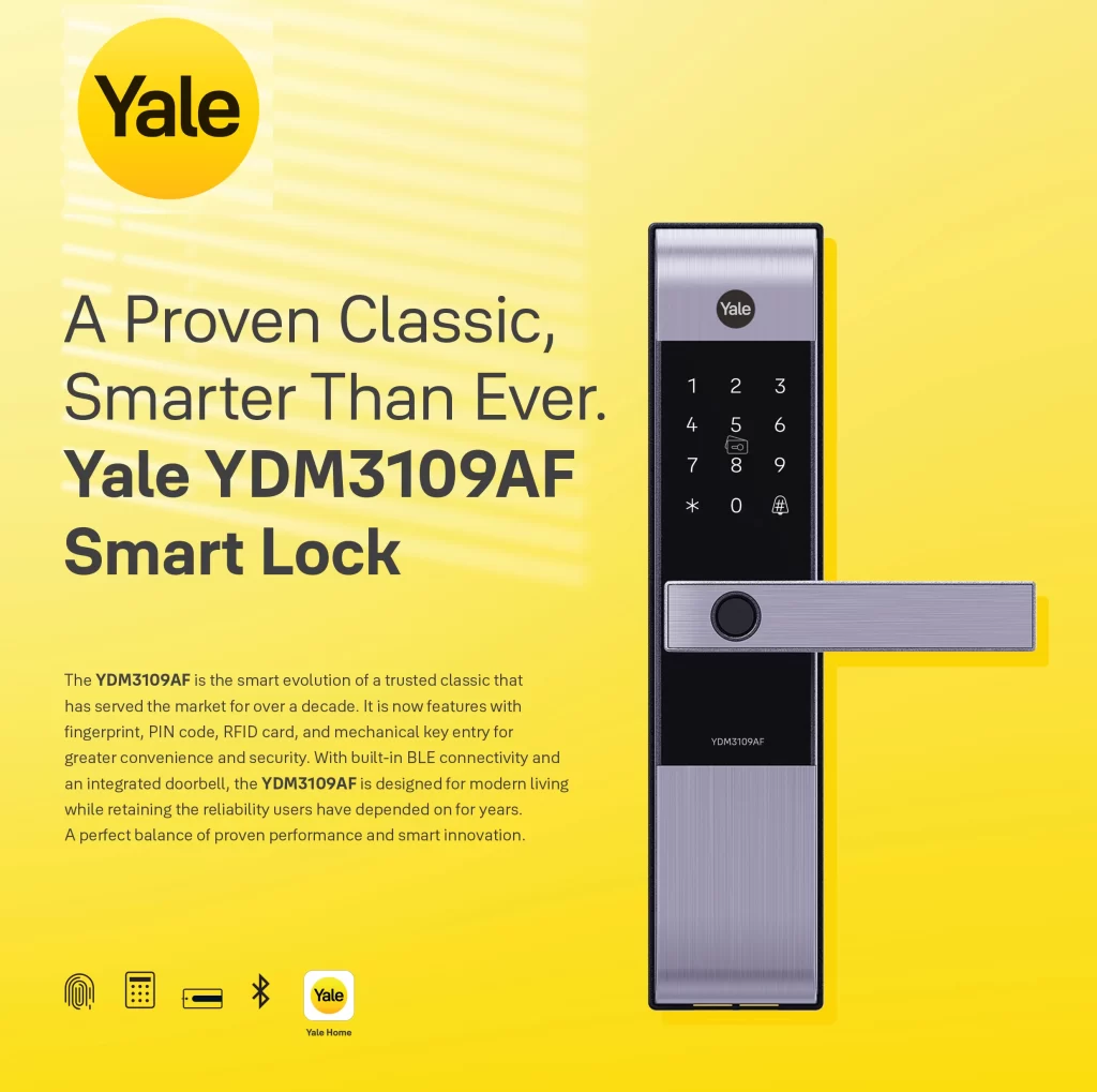 Yale YDM 3109AF MB.002 Khóa thông minh Yale YDM 3109AF MB nhiều phương thức mở khóa
