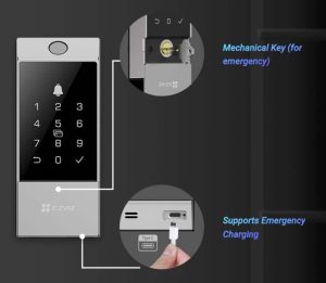 Khoá vân tay Ezviz DL04 Pro hỗ trợ sạc khẩn cấp khi hết pin