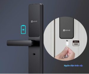 Khóa Vân Tay Thông Minh EZVIZ Y2000 cấp nguồn sạc dự phòng