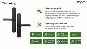 Khóa cửa nhôm Aqara u600 với thời lượng pin lớn